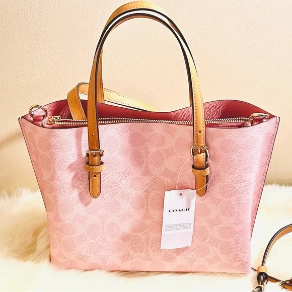 Coach Powder Pink Mollie Signature Tote with a matching Double Zip Wristlet - Picture 8 of 8